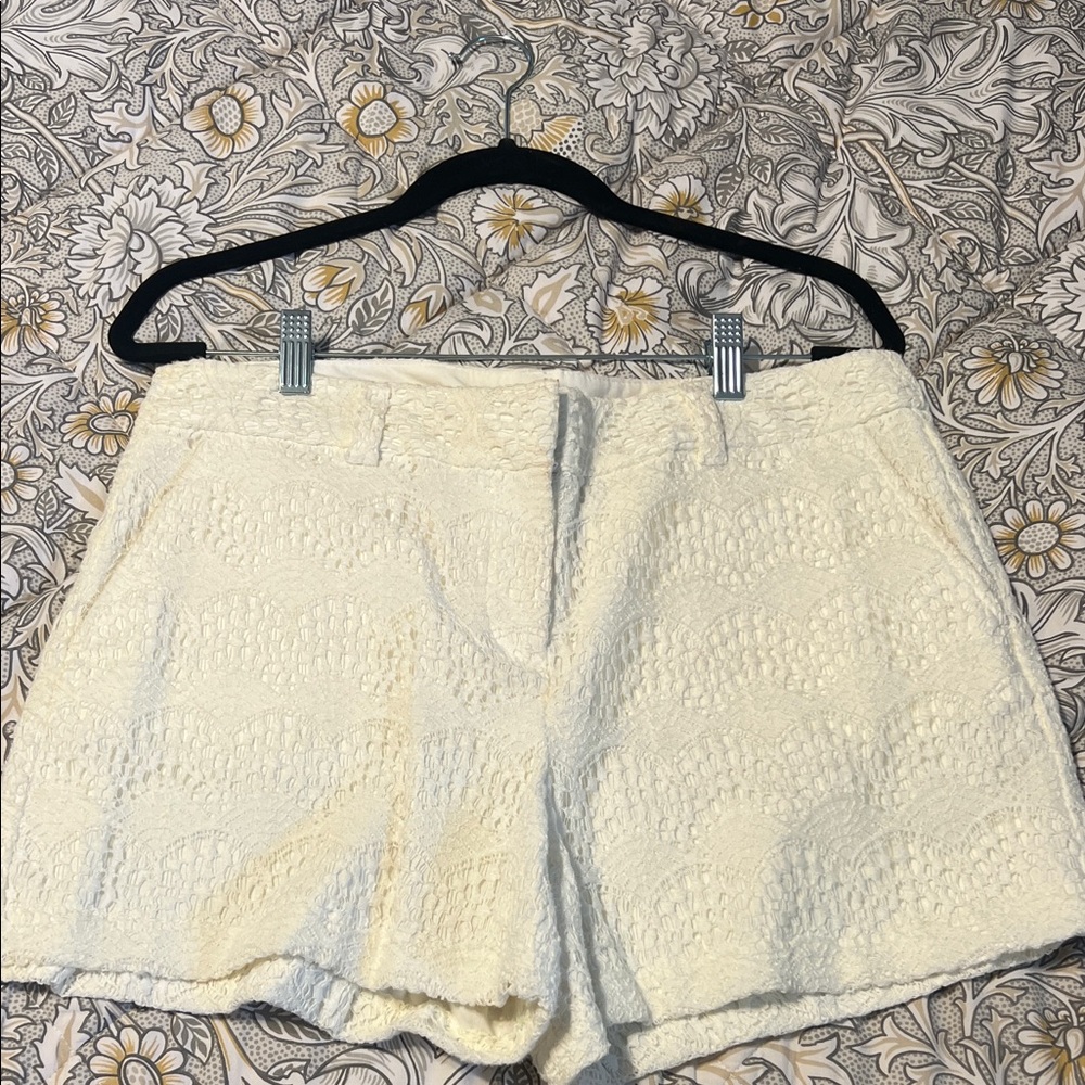 LOFT Cream Textured High Waist Women's Shorts